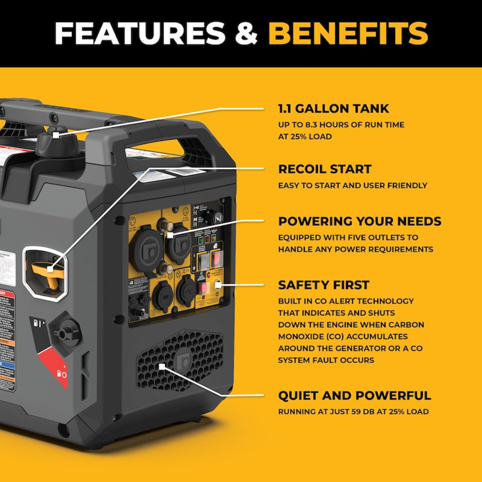 Firman Inverter Portable Generator - Multiple Power Options - Firman - view 5