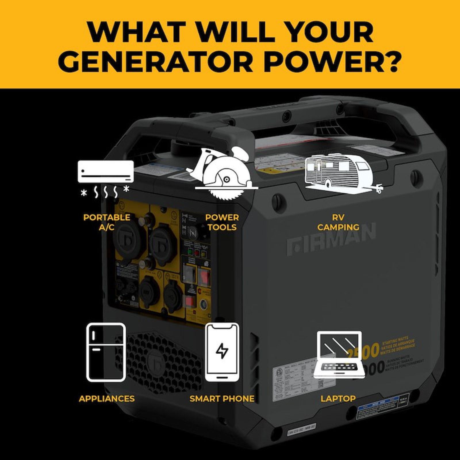 Firman Inverter Portable Generator - Multiple Power Options - Firman - view 7
