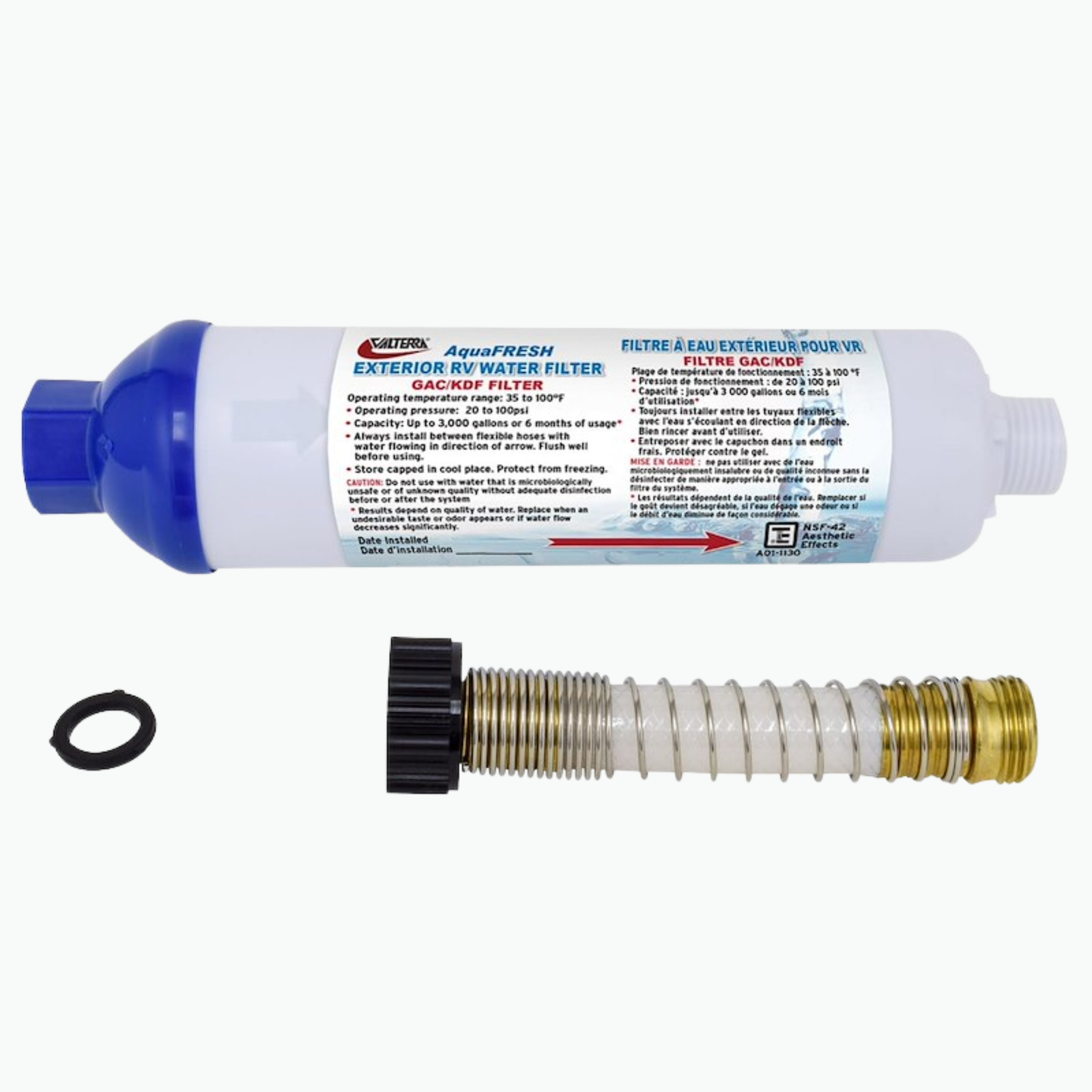 AquaFRESH Inline RV Water Filter Kit - GAC/KDF - Valterra / Dometic