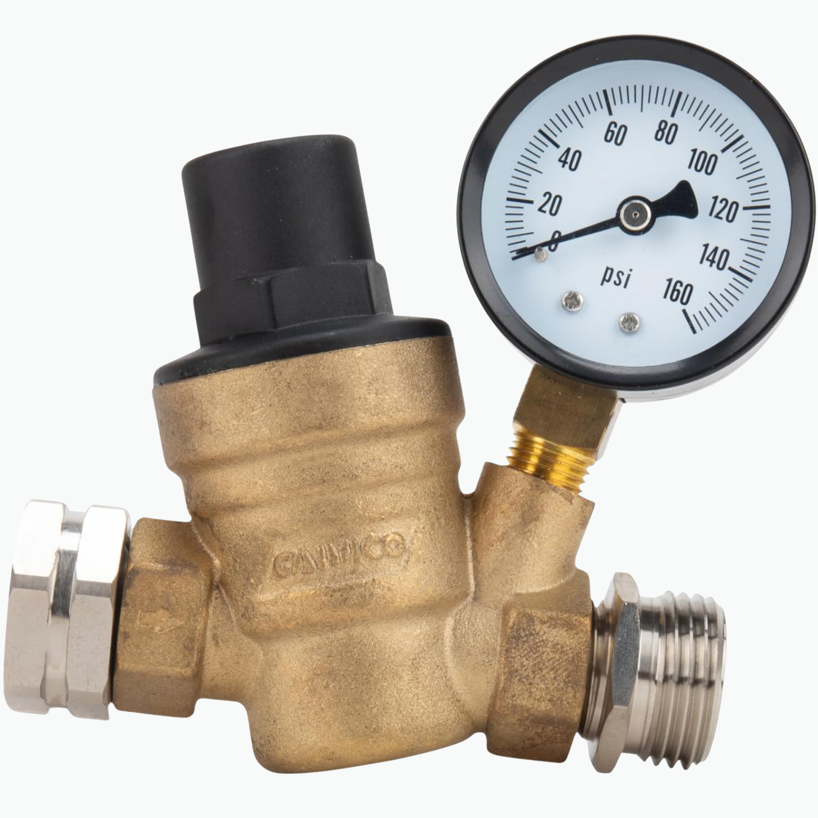 Camco Adjustable RV Water Pressure Regulator - Brass - Camco