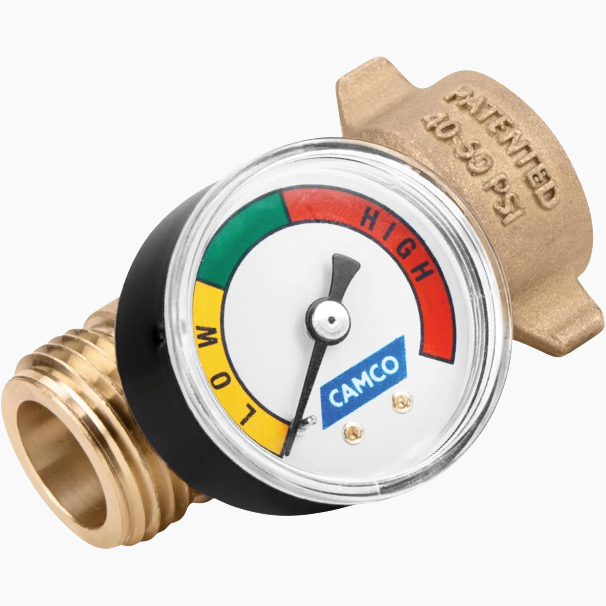 Camco RV Water Pressure Regulator with Gauge - Brass - Camco
