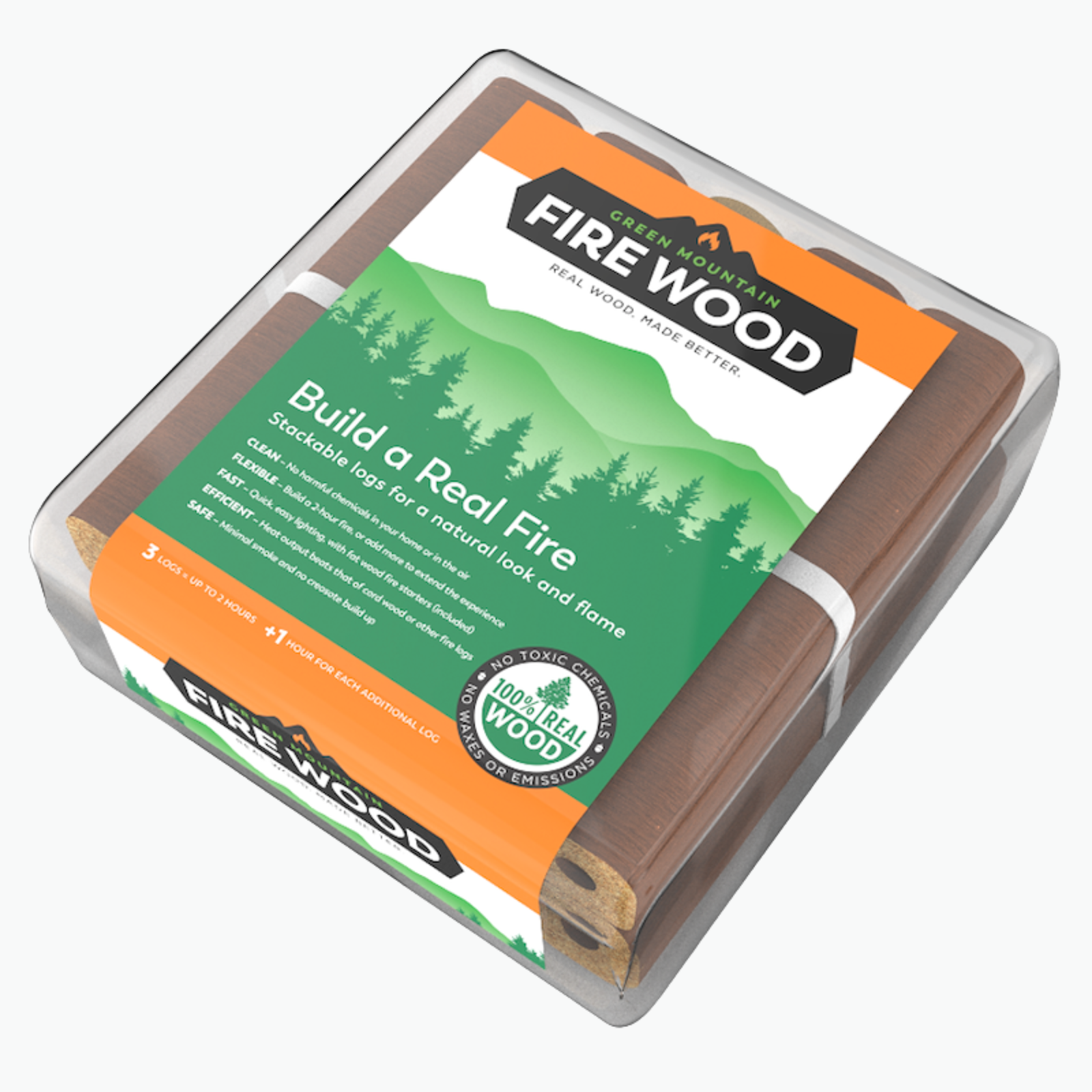 Green Mountain Firewood Compressed Fire Logs - 8 Pack - Green Mountain