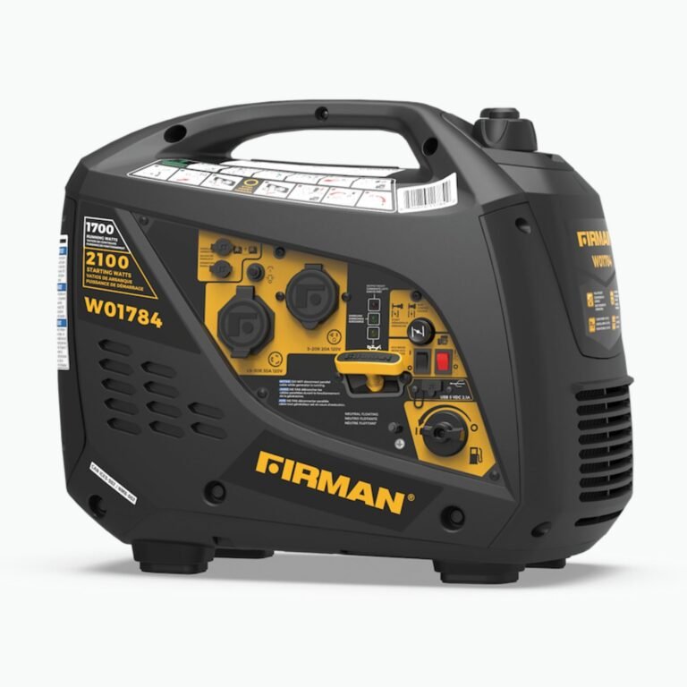 Firman inverter portable generator for RV use, showing control panel and wattage rating